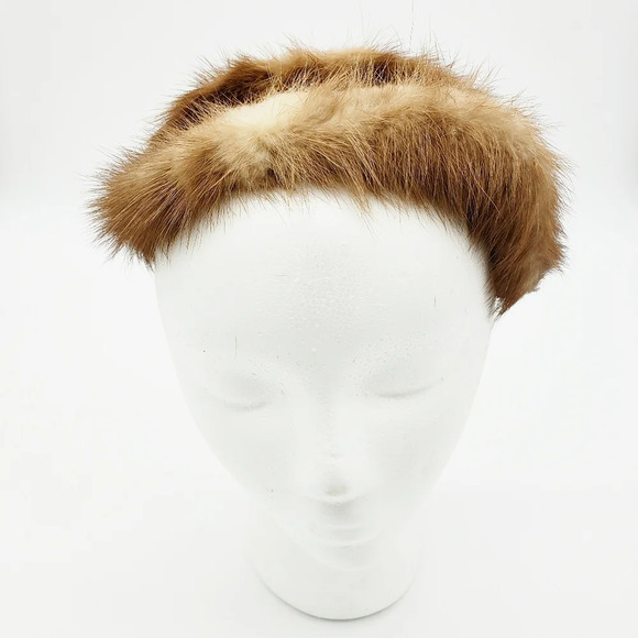 Vintage Hat | Brown Fur Fascinator With Bow - Picture 1 of 6